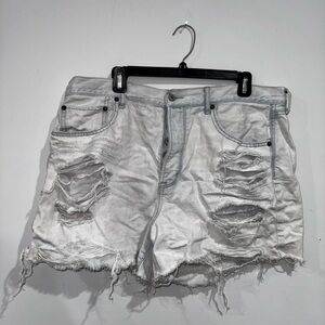American Eagle Outfitters Distressed White Denim Shorts